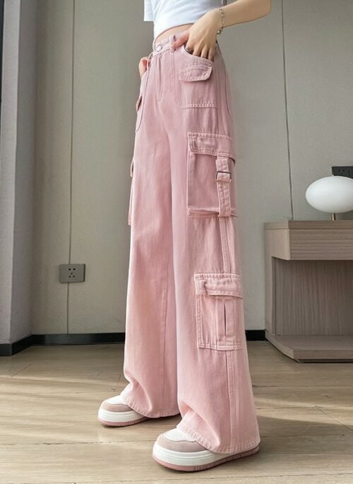 Pink Multi-Pocket Cargo Pants | Jiwoo - NMIXX