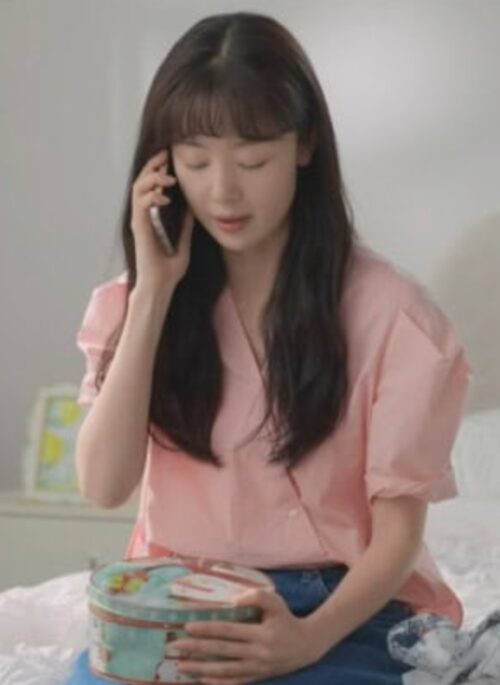 Pink Slanted Buttons Blouse | Go Eun Ha - My Sweet Mobster