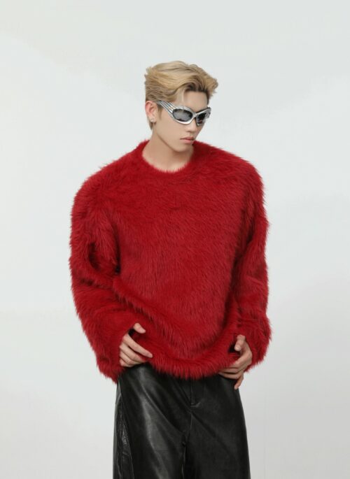 Red Mink Loose Sweater | Jungwon - Enhypen