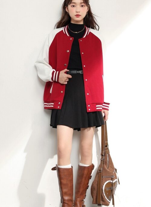 Red Oversized Varsity Jacket | Heeseung - Enhypen