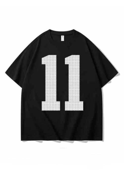 Black Casual Number 11 Printed T-Shirt | Felix – Stray Kids