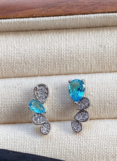 Blue Crystal Teardrop Earrings | Tzuyu - TWICE