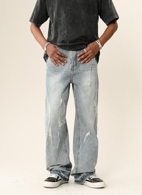 Blue Distressed Stitch Denim Jeans | Jinjin - Astro