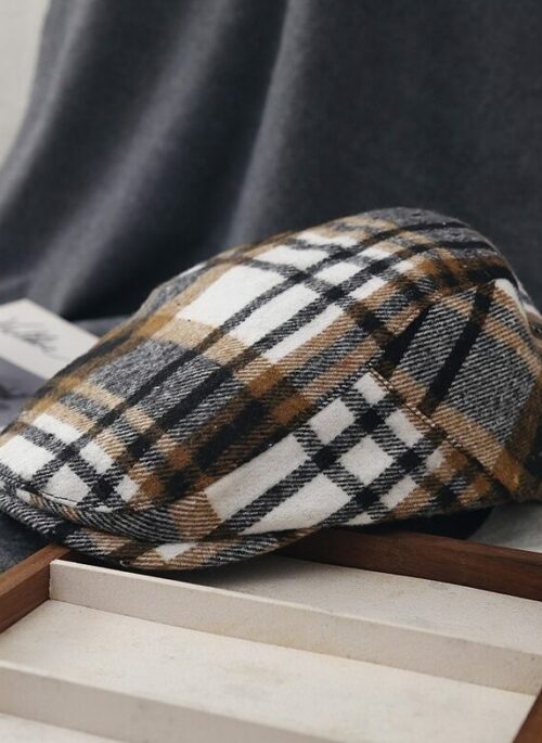 Brown And Black Plaid Newsboy Hat | Chaewon -  Le Sserafim