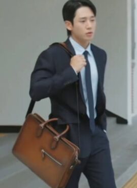 Brown Faux Leather Briefcase | Choi Seung Hyo – Love Next Door