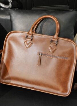 Brown Faux Leather Briefcase | Choi Seung Hyo – Love Next Door