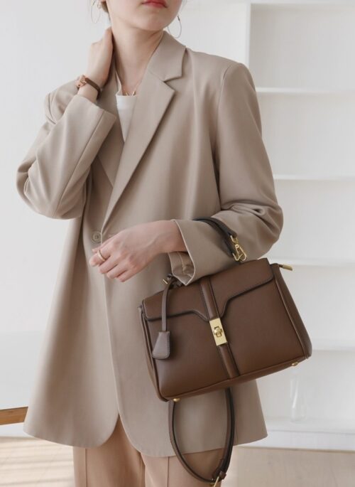 Brown Faux Leather Classy Handbag | Son Hae Yeong - No Gain No Love