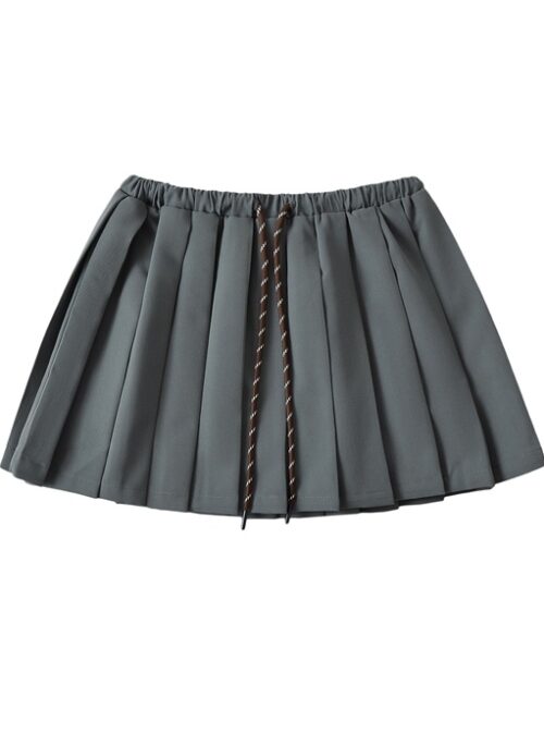 Grey Drawstring Pleated Skirt | Jisoo – BlackPink