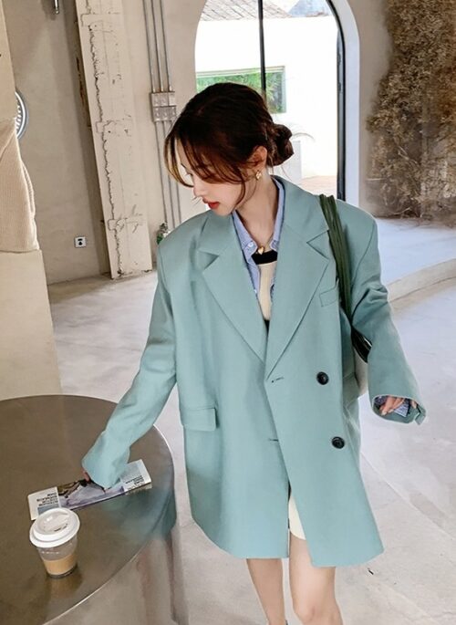 Light Blue Oversized Blazer Jacket | Bae Seok Ryu - Love Next Door