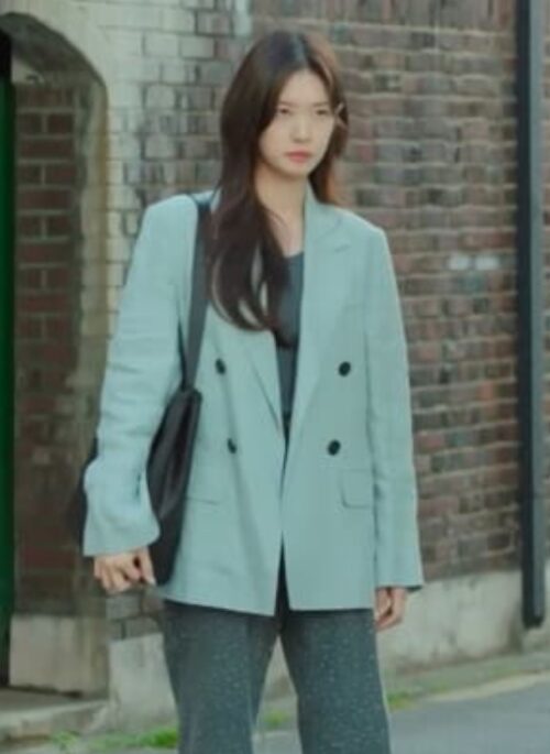 Light Blue Oversized Blazer Jacket | Bae Seok Ryu - Love Next Door