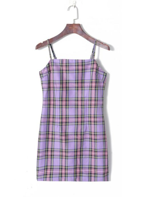 Lilac Plaid Sling Dress | Miyeon - (G)I-DLE