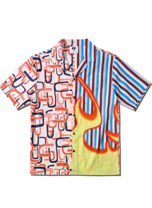 Multicolor Abstract Flame Button-Up Shirt | Key - SHINee