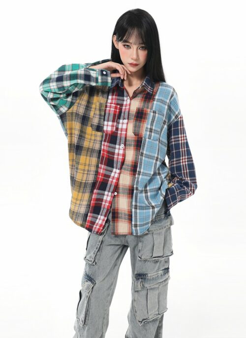 Multicolored Plaid Flannel Shirt | Suga - BTS