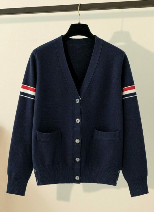 Navy Blue Banded Sleeves Cardigan | Choi Seung Hyo - Love Next Door