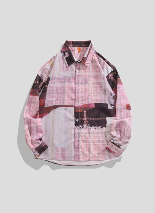 Pink Plaid Patchwork Long Sleeves Shirt | Chanyeol – EXO