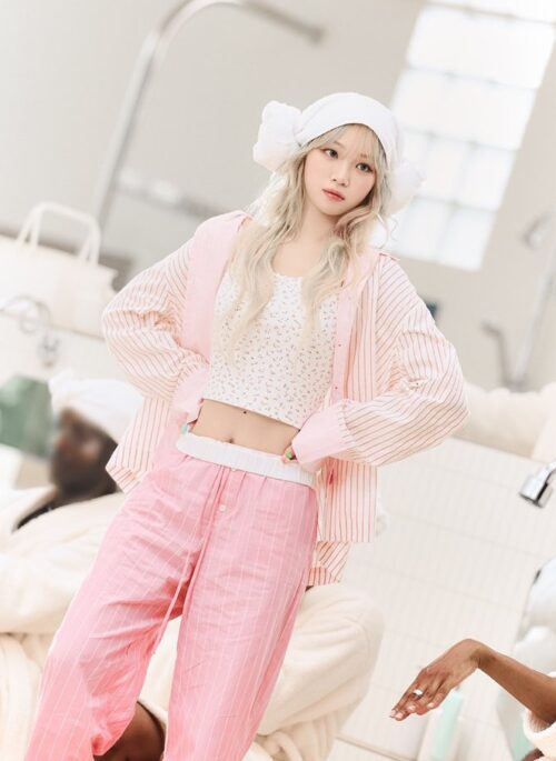 Pink Striped Pajama Pants | Chaewon - Le Sserafim