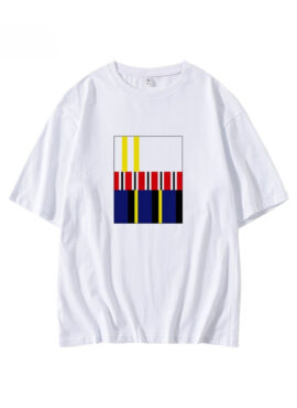 White Geometric Lines Printed T-Shirt | Chanyeol – EXO