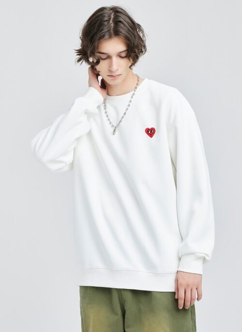 White Mini Heart Patched Sweater | Jimin – BTS