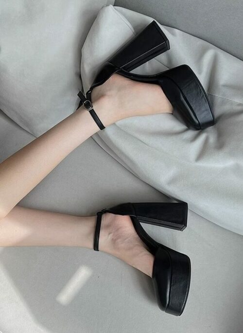 Black Block Heels Mary Jane Shoes | Lia - ITZY