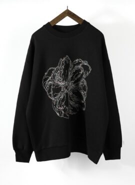 Black Crewneck Flower Embroidery Sweatshirt | J-Hope – BTS