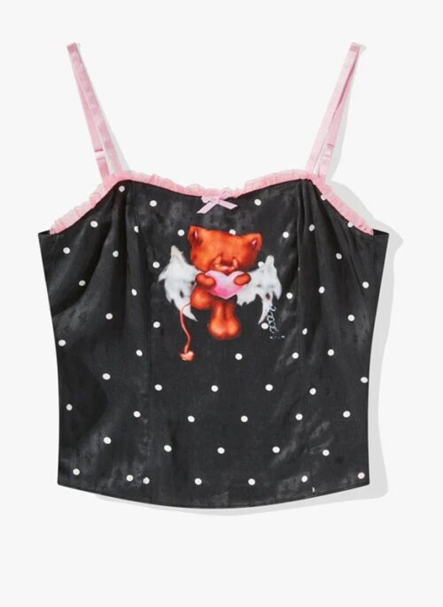 Black Polka Dots And Bear Camisole Top | Ningning - Aespa