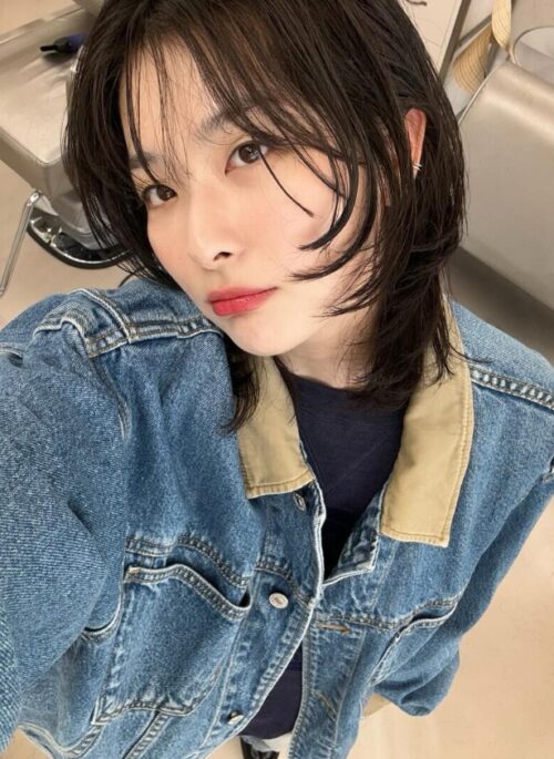 Blue Denim Jacket With Corduroy Collar | Seulgi - Red Velvet