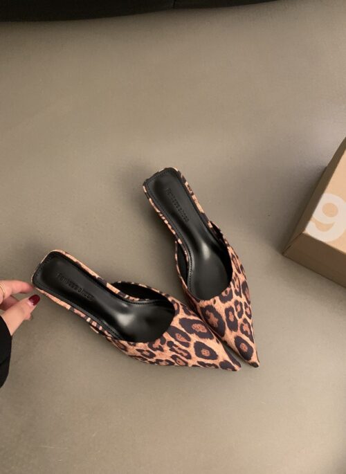 Brown Leopard Print Pointed-Toe Heels | Rose - BlackPink