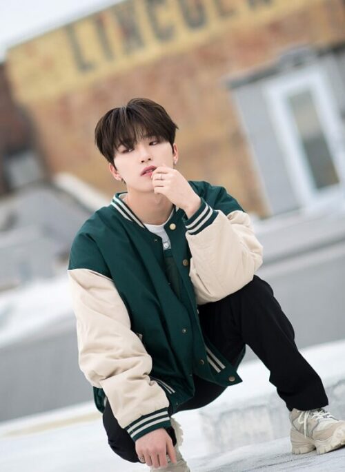 Green Snap-Button Baseball Jacket | Dino - Seventeen