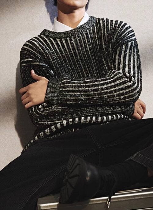 Grey Ribbed Gradient Sweater | Wonwoo – Seventeen