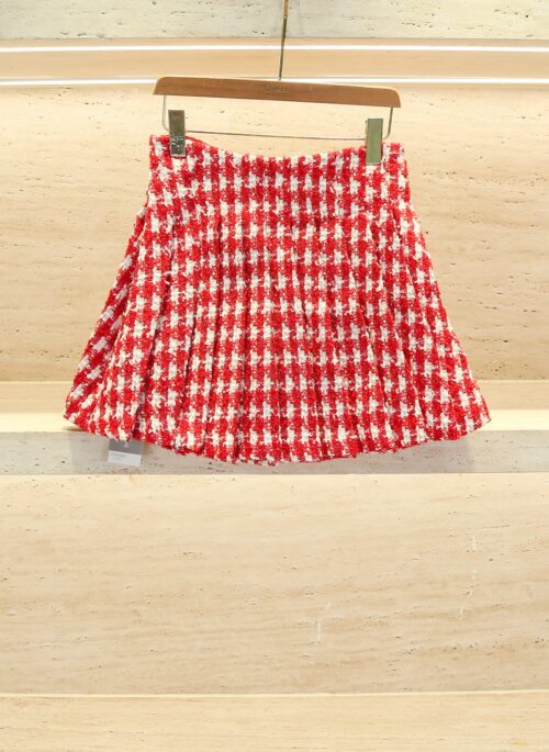 Red Tweed Pleated Skirt | Yujin - IVE