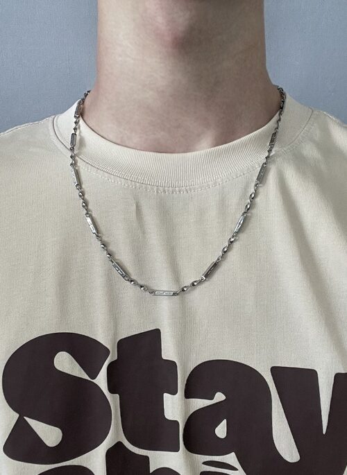 Silver Twisted Bar-Link Necklace | Jeongin - Stray Kids