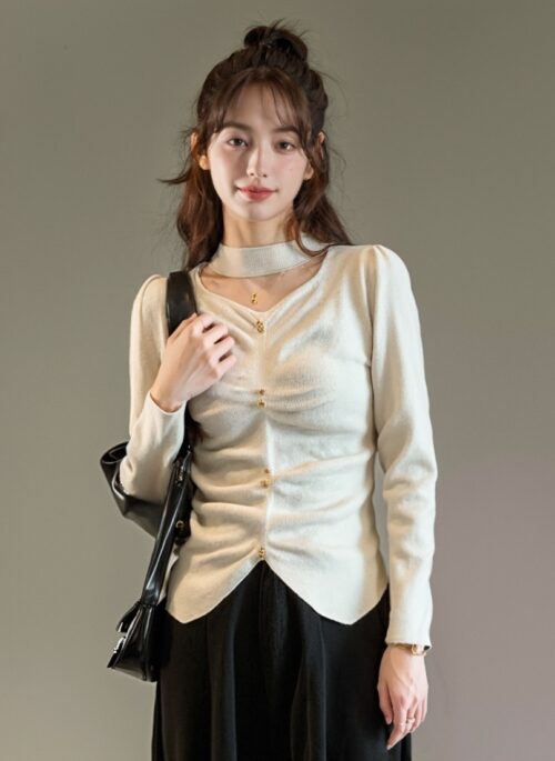 Halter Neck Slim Fit Knit Sweater