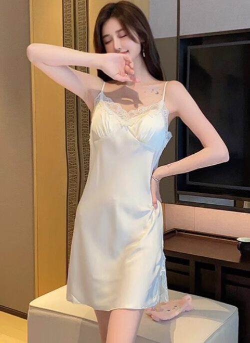 White Lace Neckline Sling Dress | Miyeon - (G)I-DLE