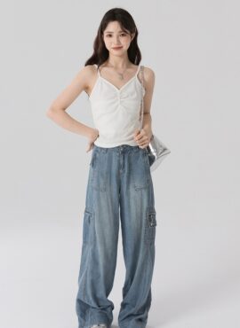 White Ruched Sling Camisole Top | Seulgi – Red Velvet