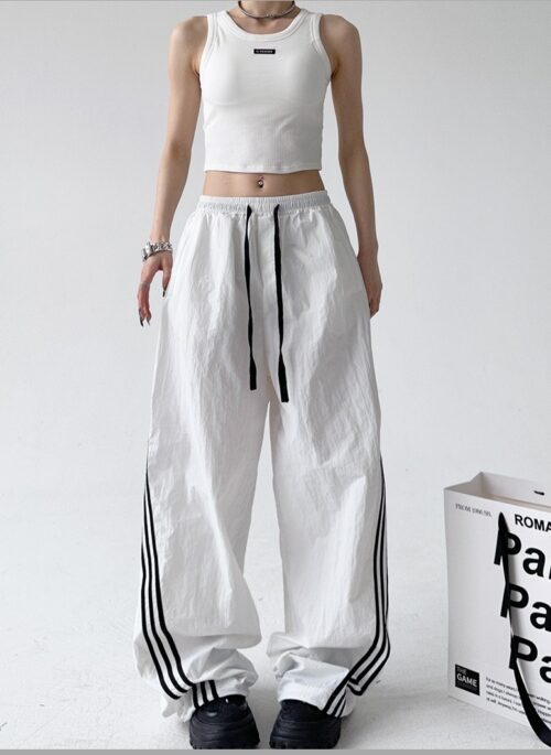 White Side Stripes Track Pants | Jennie - BlackPink