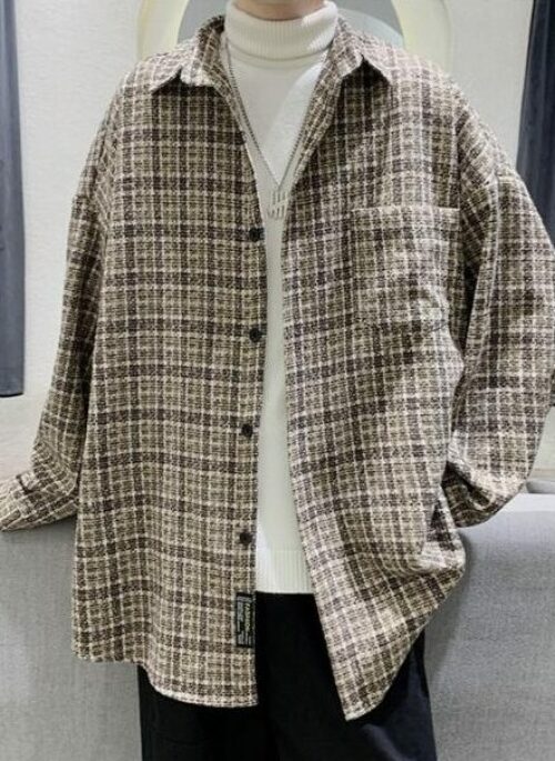 Beige Plaid Tweed Style Collared Jacket | Bangchan – Stray Kids