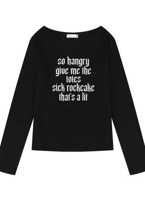 Black “So Hangry” Statement Print T-Shirt | Ningning – Aespa