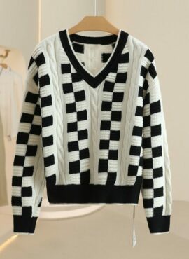 Black And White Checkered Twist Sweater | Renjun – NCT