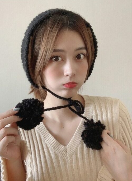 Black Crochet Cozy Earmuffs | Momo - TWICE