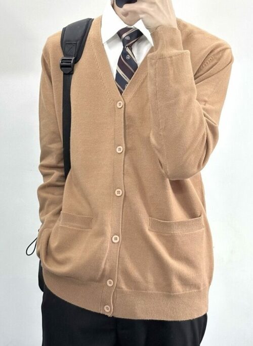 Brown V-Neck Cozy Cardigan | Jin - BTS