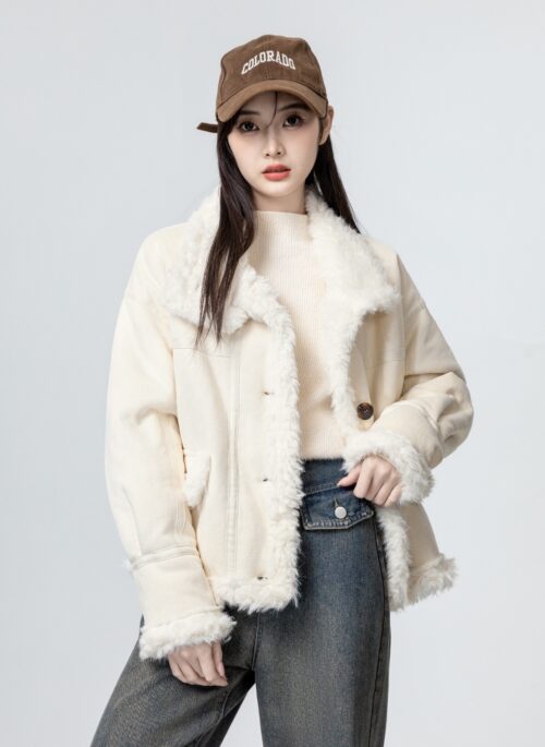 Fleecelined Shearling Coat With Pockets