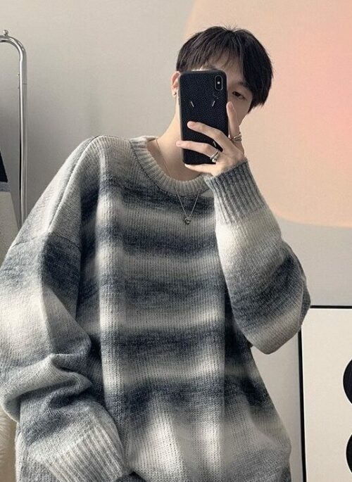 Grey Ombre Stripes Sweater | Yoon Joo Won - Family By Choice