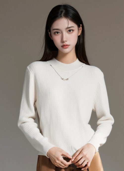 Knit High Neck Plain Sweater