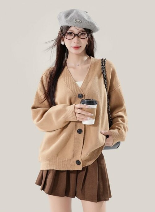 Light Brown V-Neck Cardigan | Jungwon – Enhypen