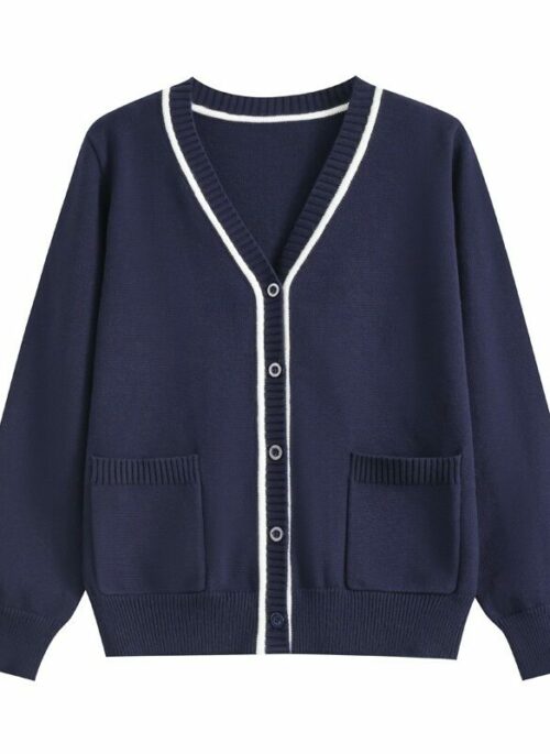 Navy Blue Lined V-Neck Cardigan | Jin - BTS