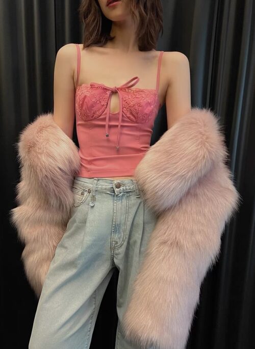 Pink Lace-Accent Bustier Top | Mina - Twice