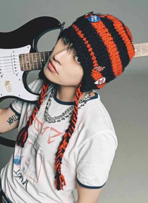 Red And Black Stripes Knitted Hat | Hongjoong - ATEEZ