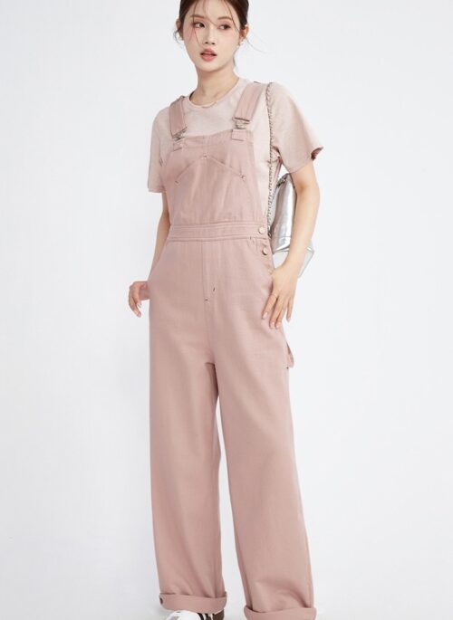 Soft Pink Denim Overalls | Sakura - Le Sserafim