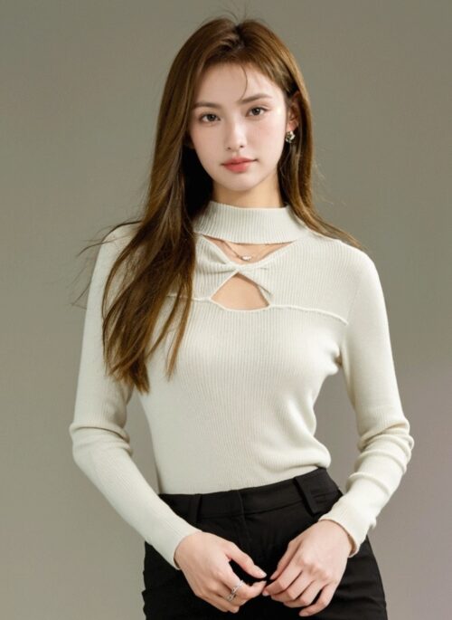 White Hollow Knit Top