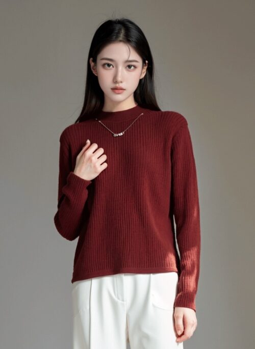 Thickened High Neck Sweater In Red